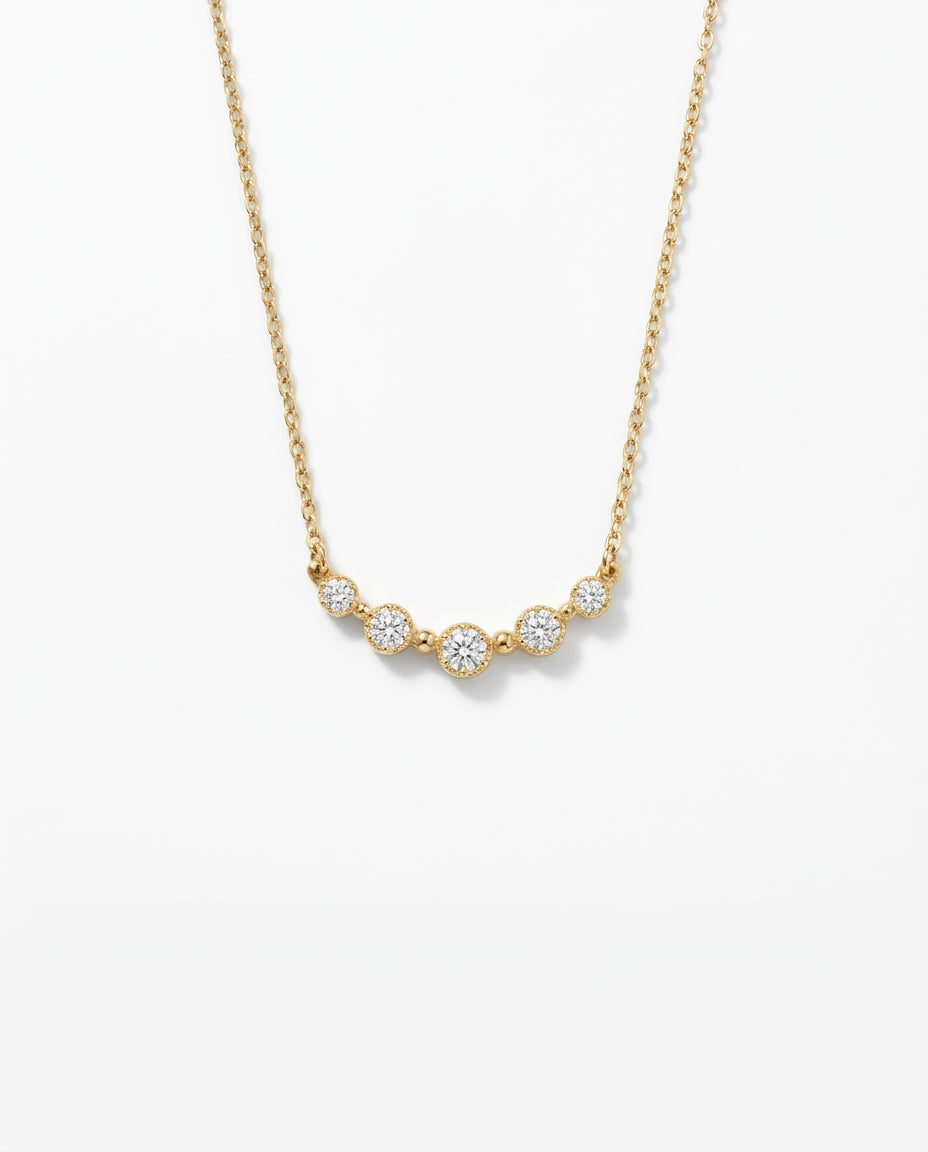 Elegant Curved Diamond Bar Necklace in 14k Gold Plated