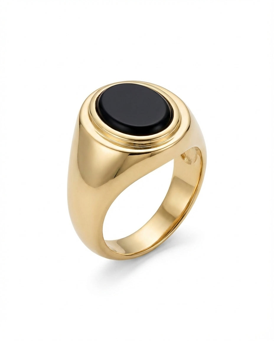 Classic Gold Signet Ring with Black Onyx