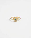 Gold Sapphire Flower Ring, Elegant Botanical Jewelry, Birthstone Jewelry