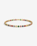 Rainbow Crystal Tennis Necklace - Gold Square-Cut Choker