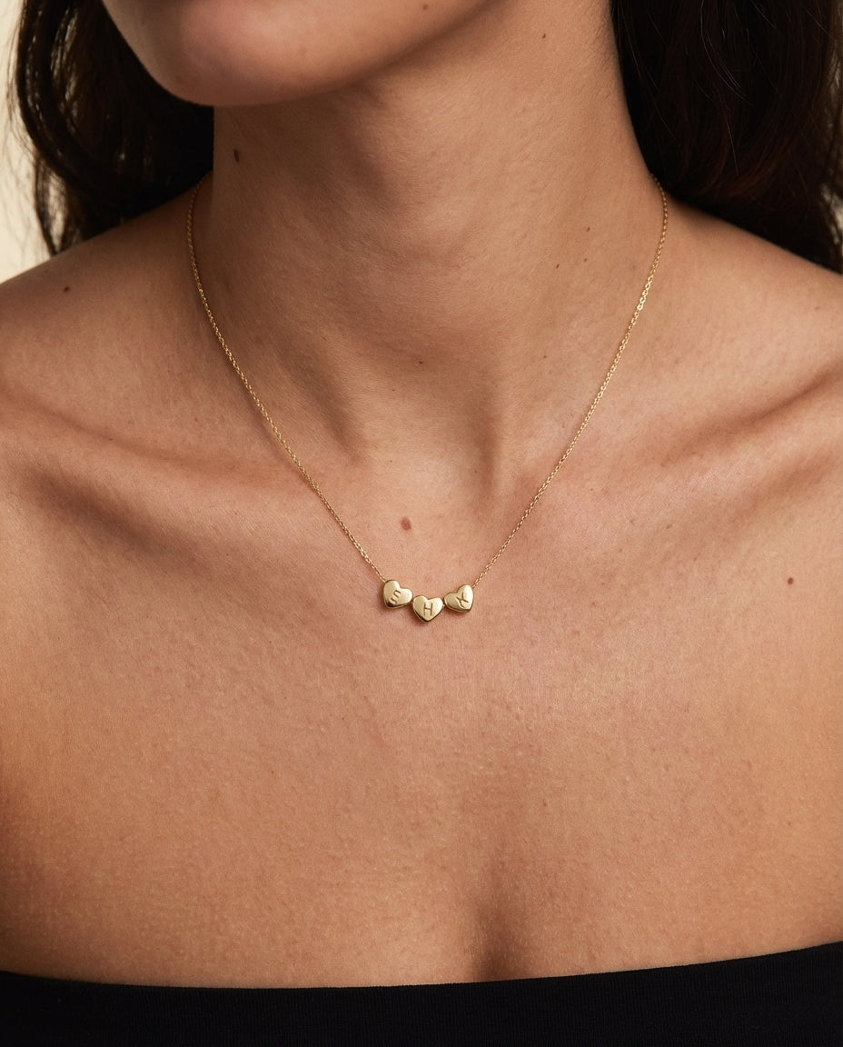 Personalized Initial Heart Necklace - Custom Gold Plated Jewelry