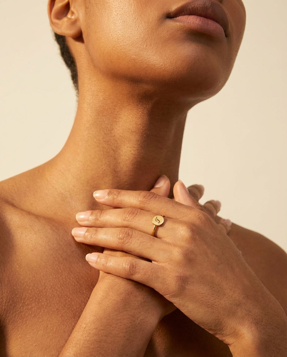 Personalized Gold Initial Signet Ring - Minimalist Elegance