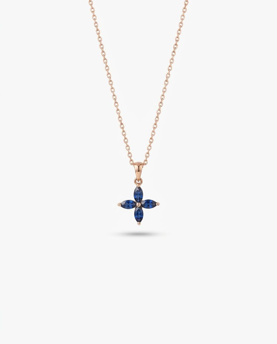 Gold Birthstone Clover Pendant Necklace