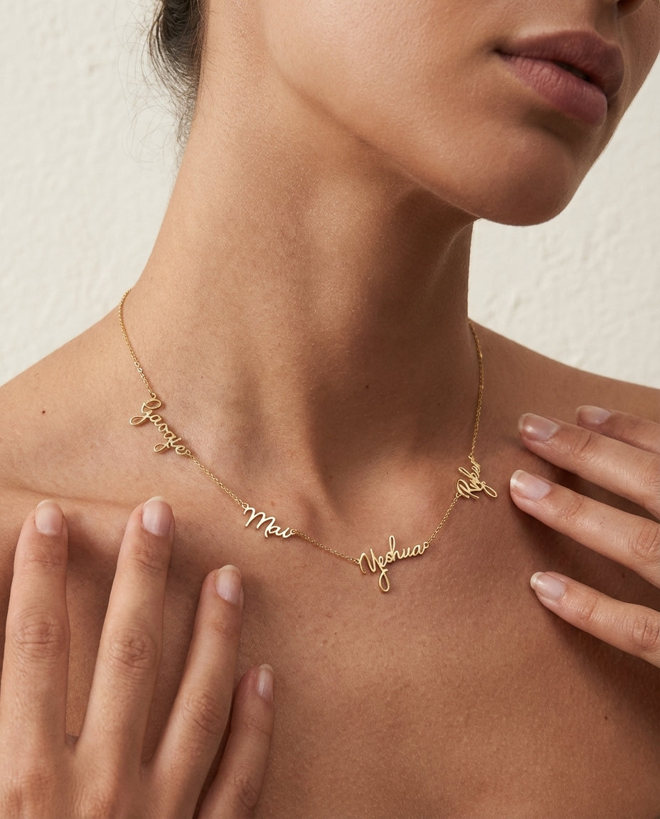 Personalized Gold Multiple Name Necklace for Her