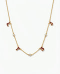 Custom Enamel Initial & Diamond Station Necklace - Gold