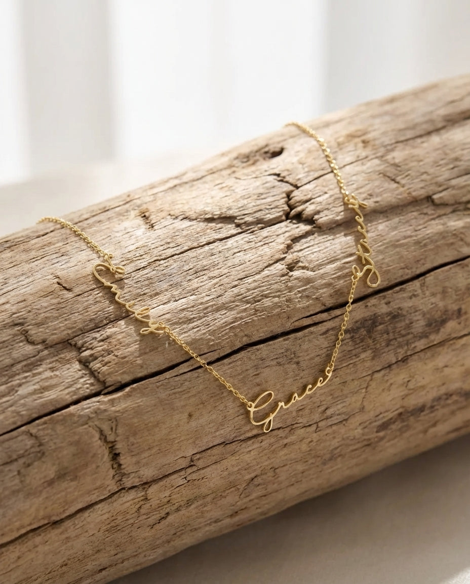 Custom Multiple Name Necklace - Personalized Gold Family Jewelry