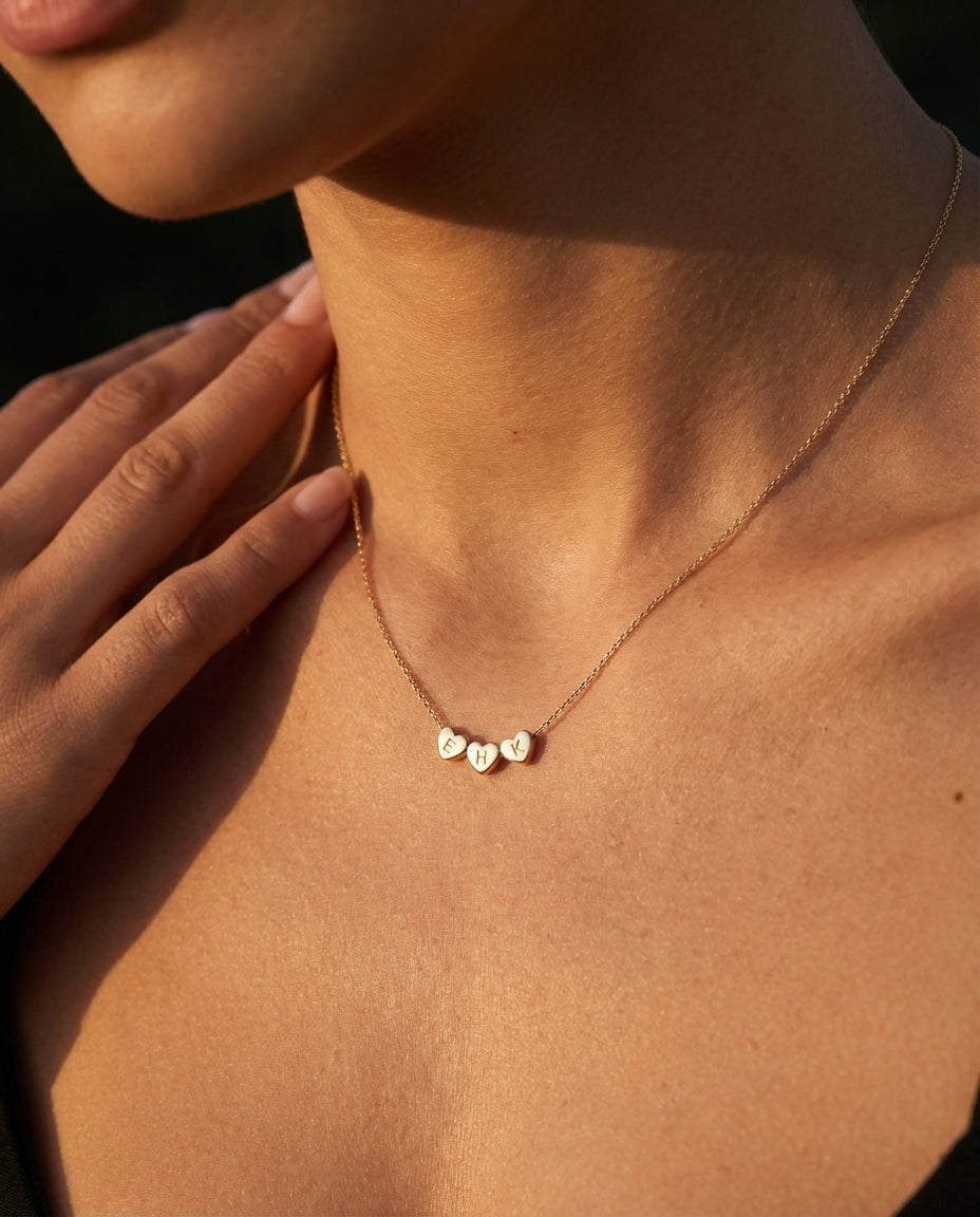 Personalized Initial Heart Necklace - Custom Gold Plated Jewelry
