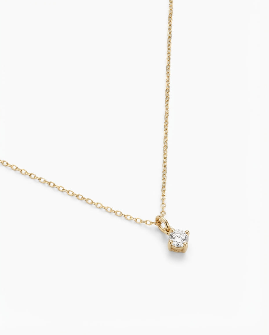 Elegant Gold Solitaire Diamond Pendant Necklace