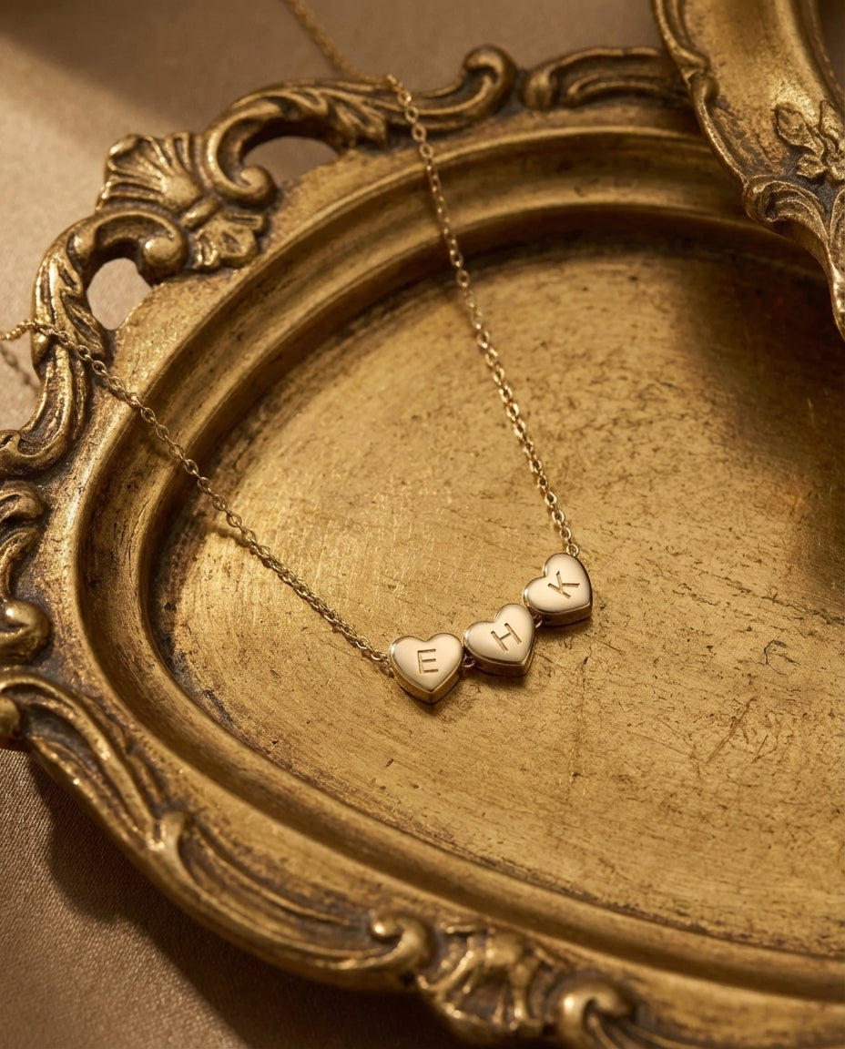 Personalized Initial Heart Necklace - Custom Gold Plated Jewelry