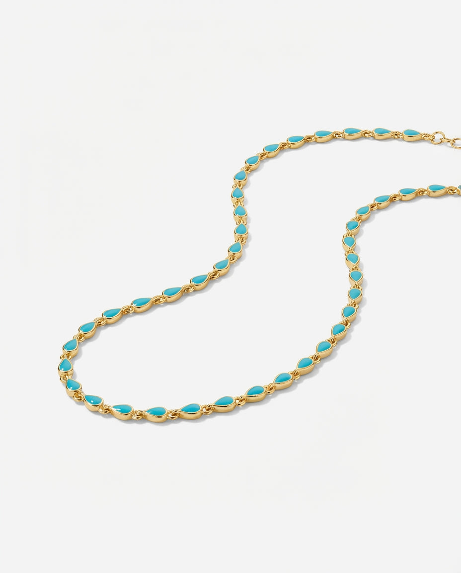 Dainty Turquoise & Gold Marquise Station Necklace
