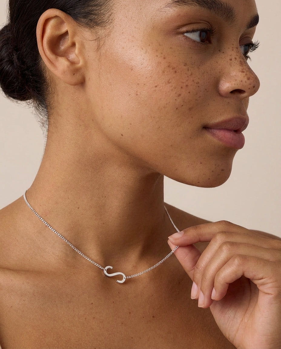 Silver Sideway Initial Chain Belt | Y2K Style Waist Jewelry