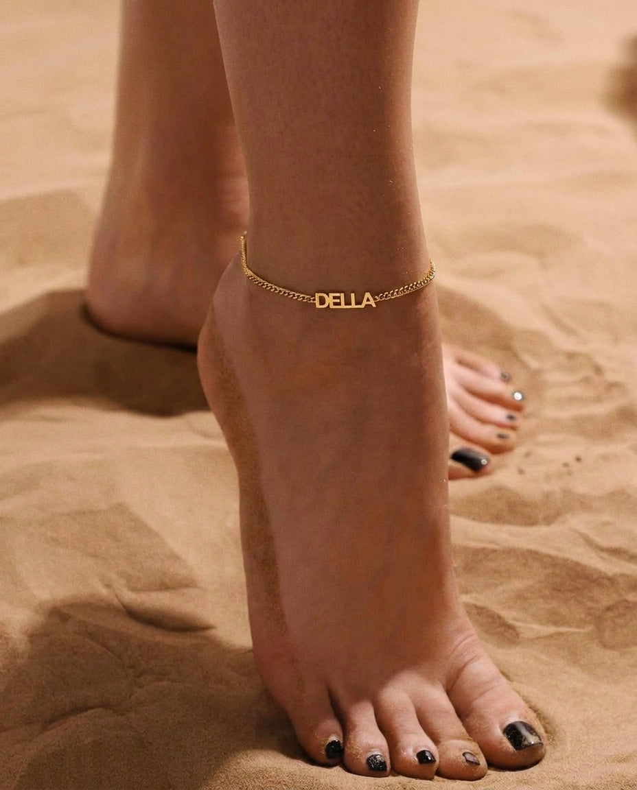 Personalized Gold Name Anklet - Custom Dainty Jewelry Gift
