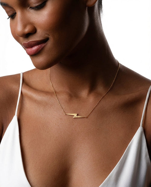Personalized Gold Lightning Bolt Name Necklace