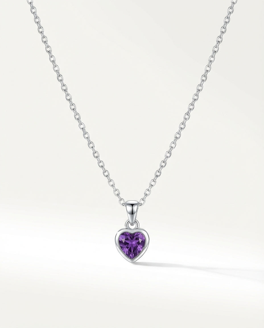 Gold Amethyst Heart Pendant Necklace | Dainty Gemstone Jewelry