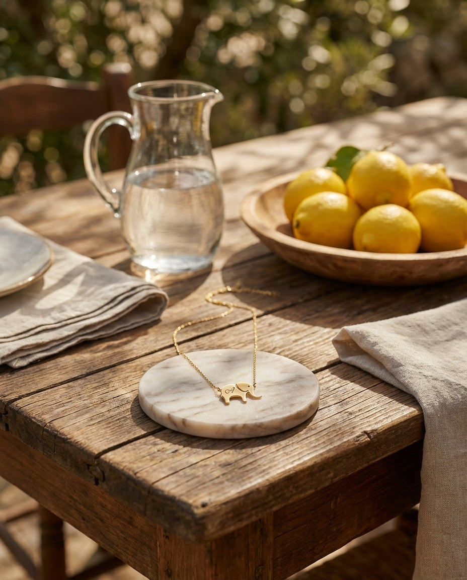 Personalized Gold Elephant Initial Necklace | Dainty Good Luck Charm