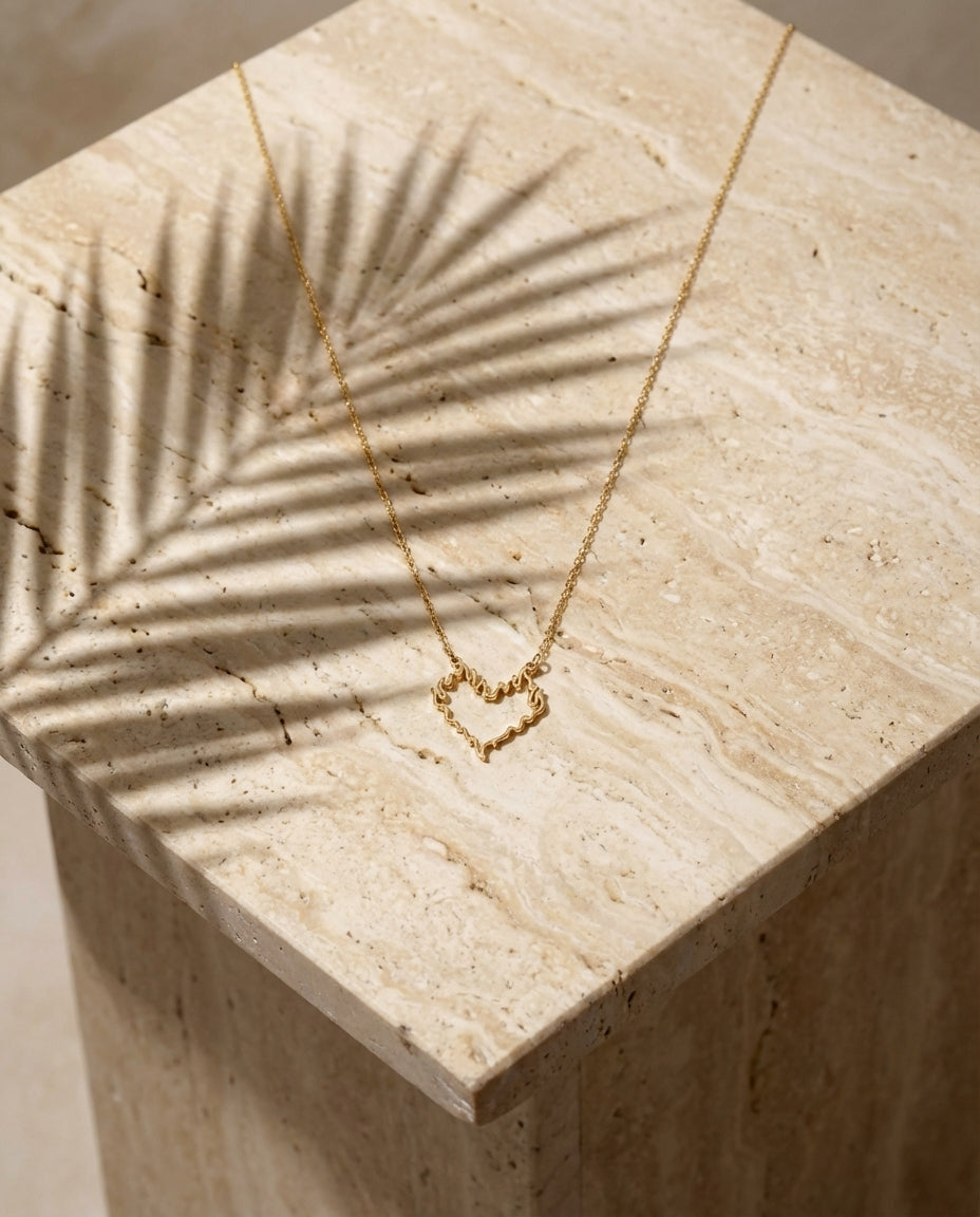 Flaming Heart Gold Necklace | Dainty Pendant for Women