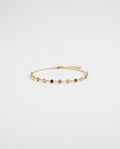 Rainbow Gemstone Bezel Chain Ankle Bracelet in Gold
