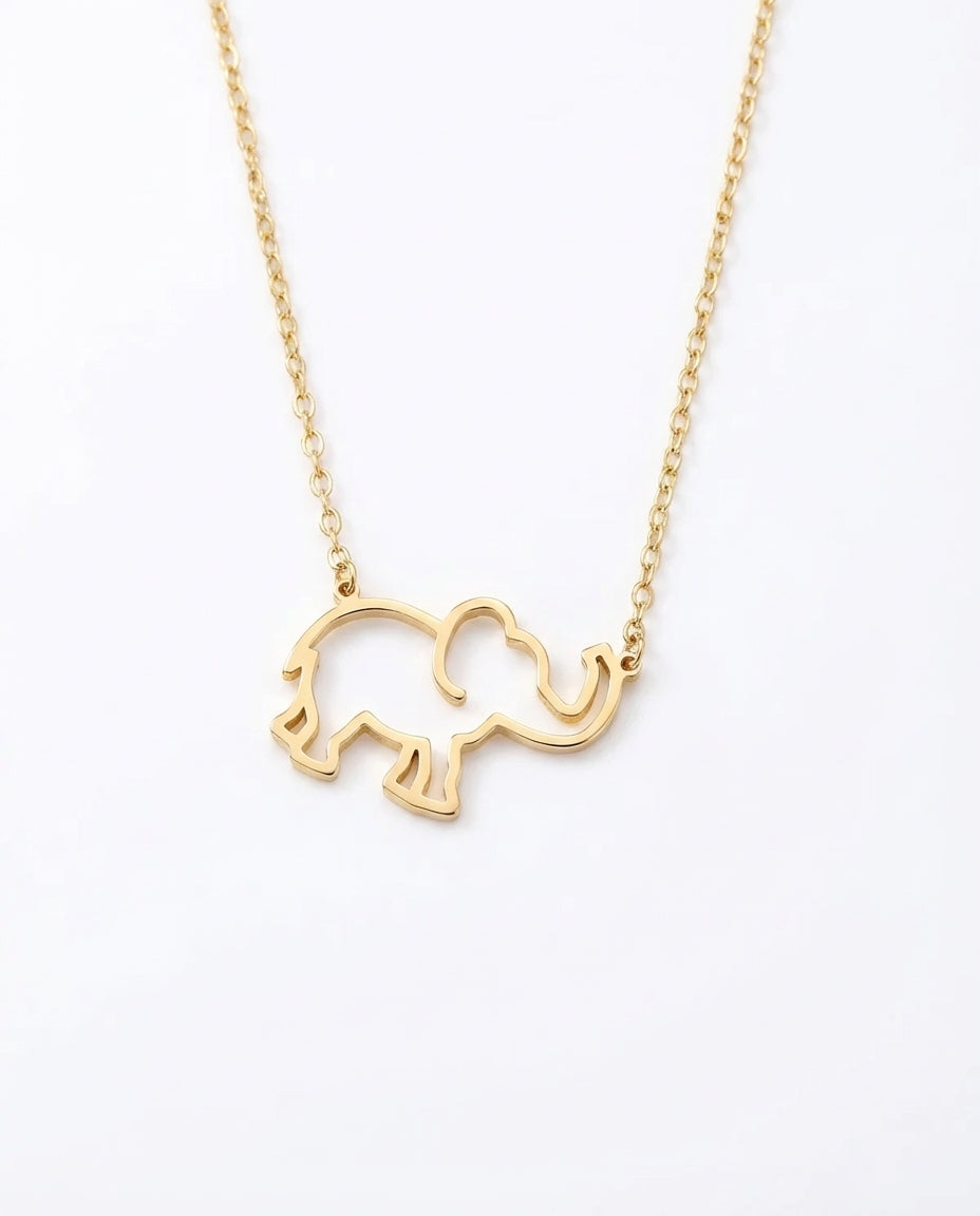 Minimalist Gold Elephant Necklace | Dainty Animal Charm Jewelry