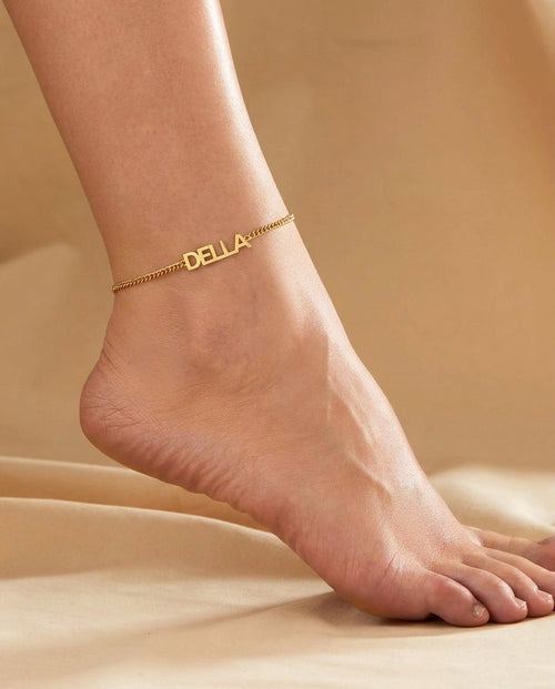 Personalized Gold Name Anklet - Custom Dainty Jewelry Gift