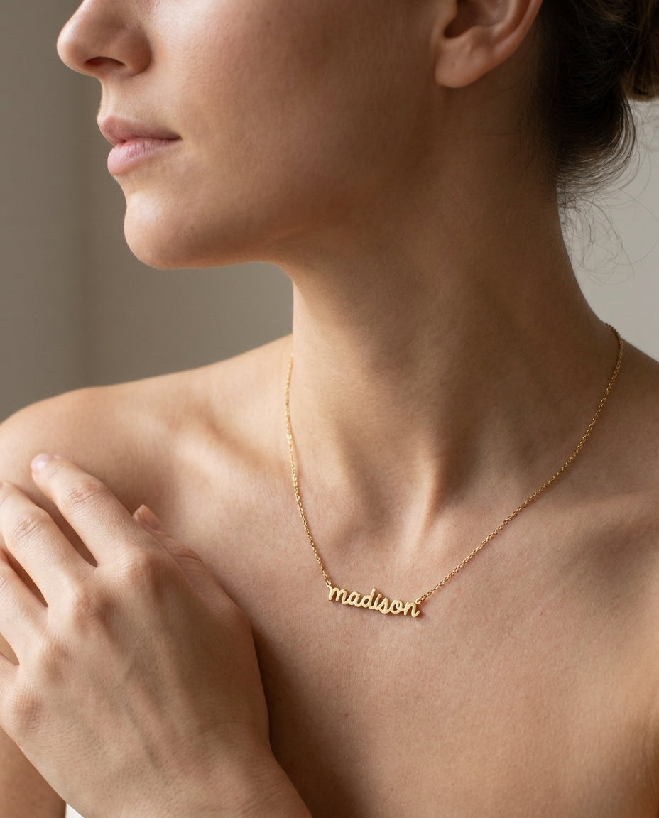 Personalized Cursive Name Necklace - Custom Gold Jewelry Gift