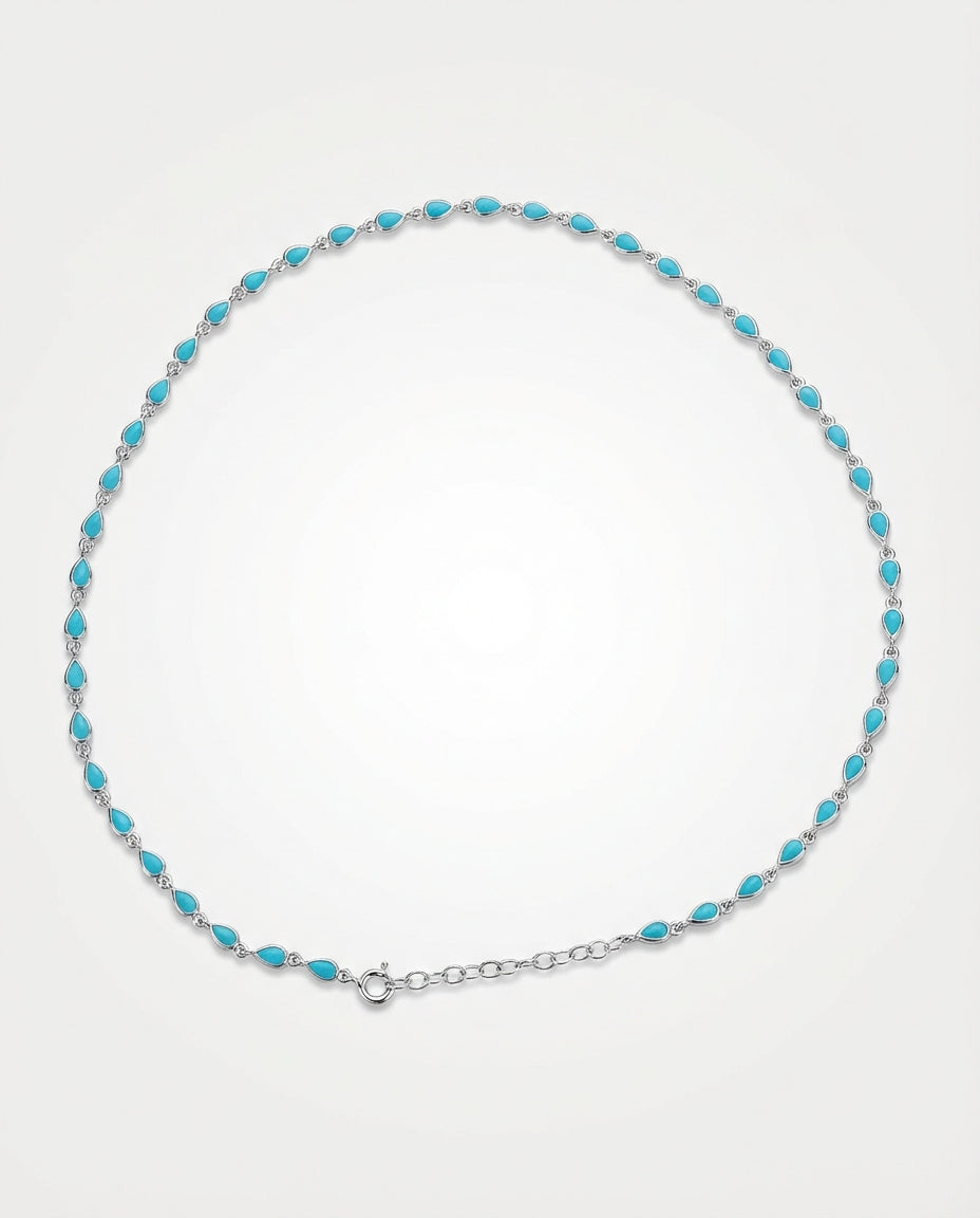 Dainty Turquoise & Gold Marquise Station Necklace