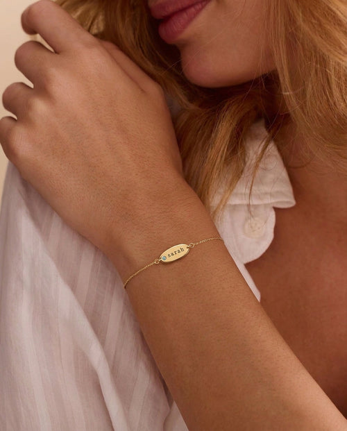 Personalized Gold Birthstone Name Bracelet