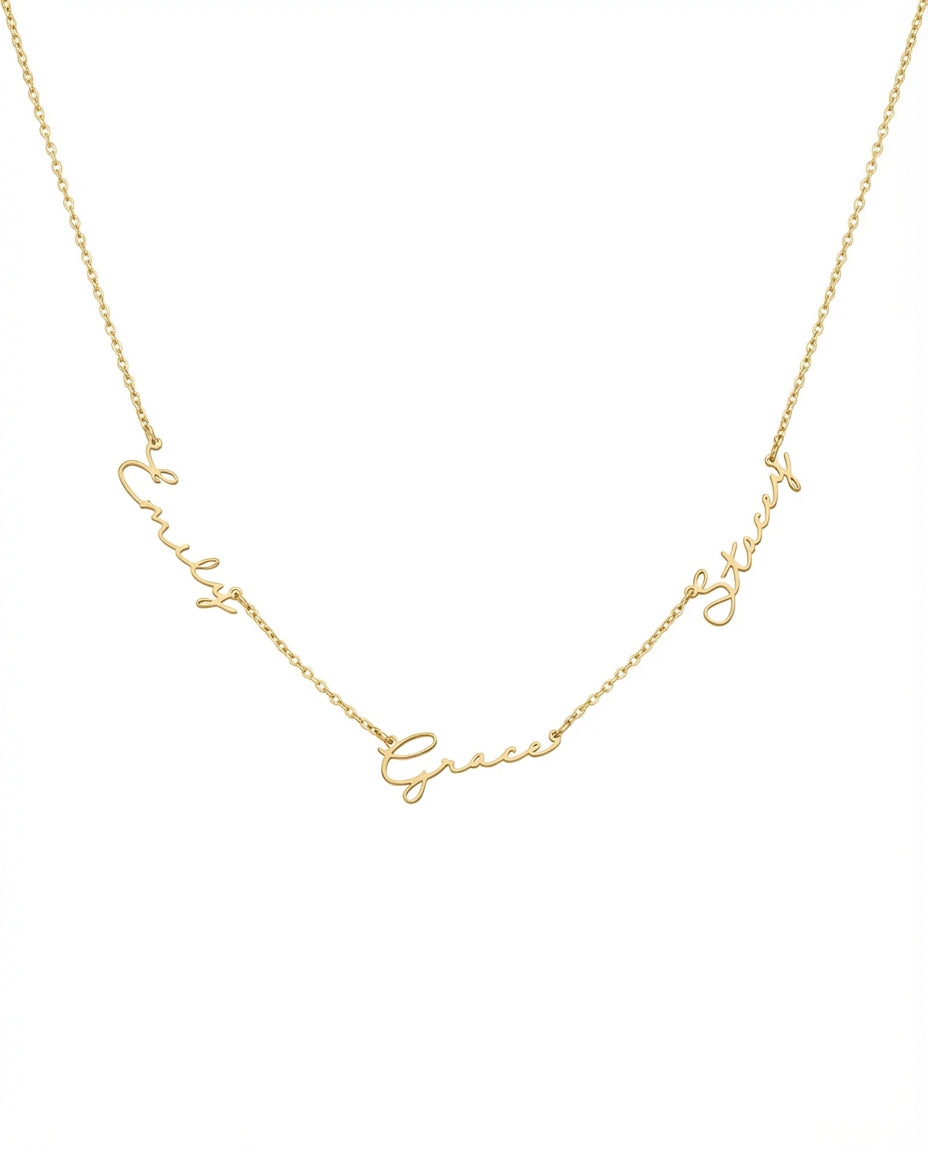 Custom Multiple Name Necklace - Personalized Gold Family Jewelry