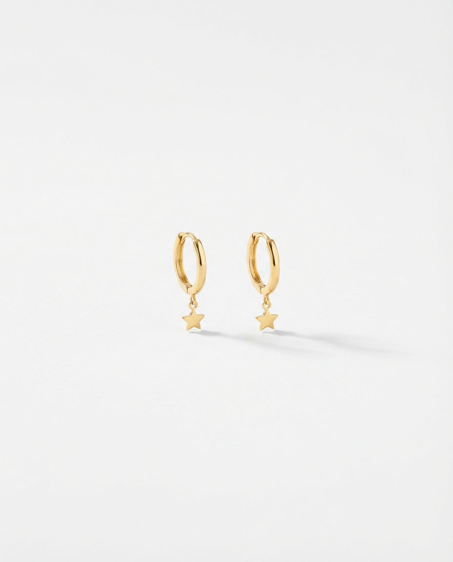 Dainty Star Charm Rose Gold Huggie Hoop Earring