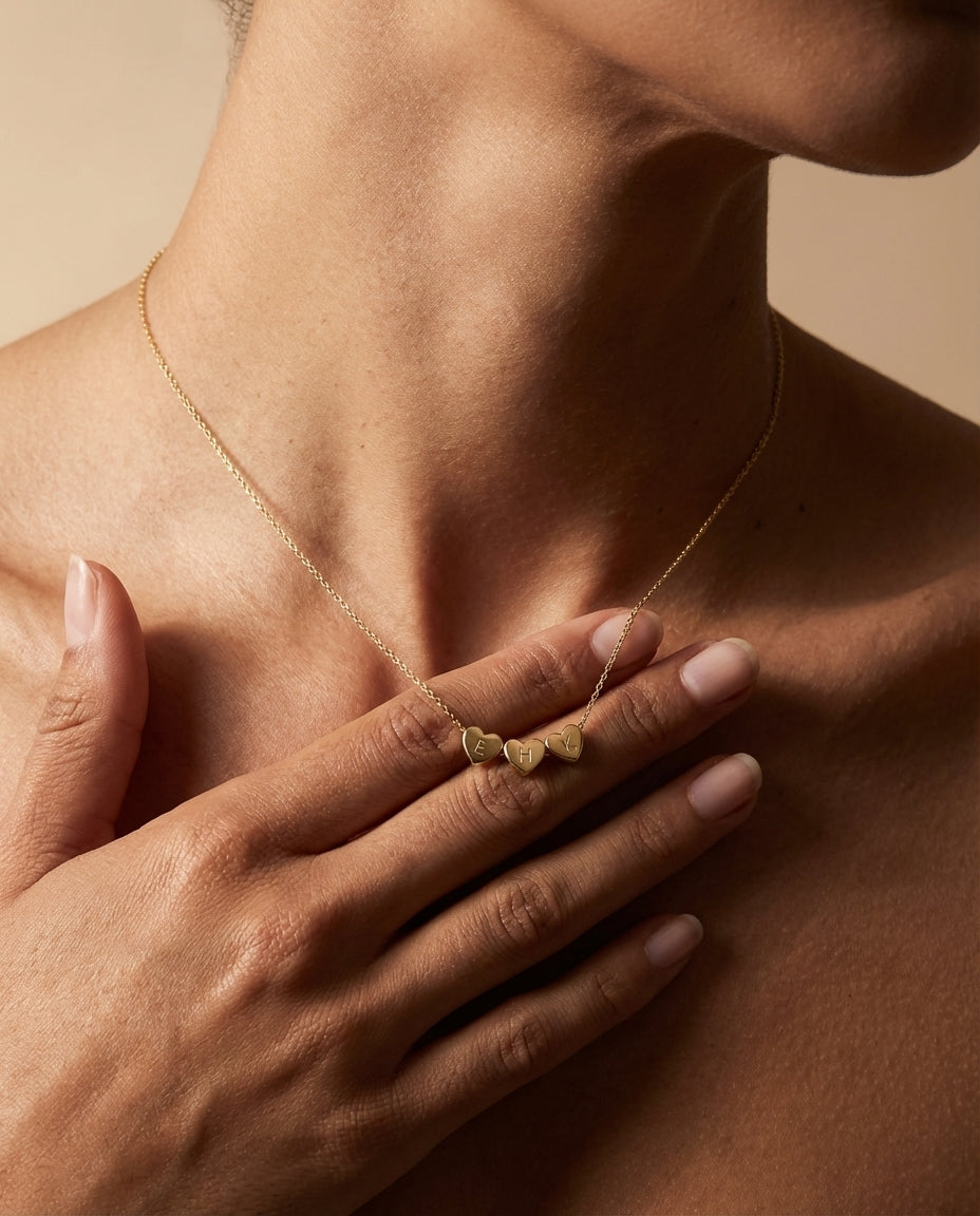 Personalized Initial Heart Necklace - Custom Gold Plated Jewelry