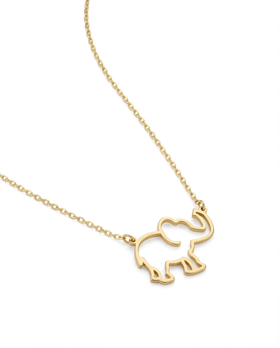 Minimalist Gold Elephant Necklace | Dainty Animal Charm Jewelry