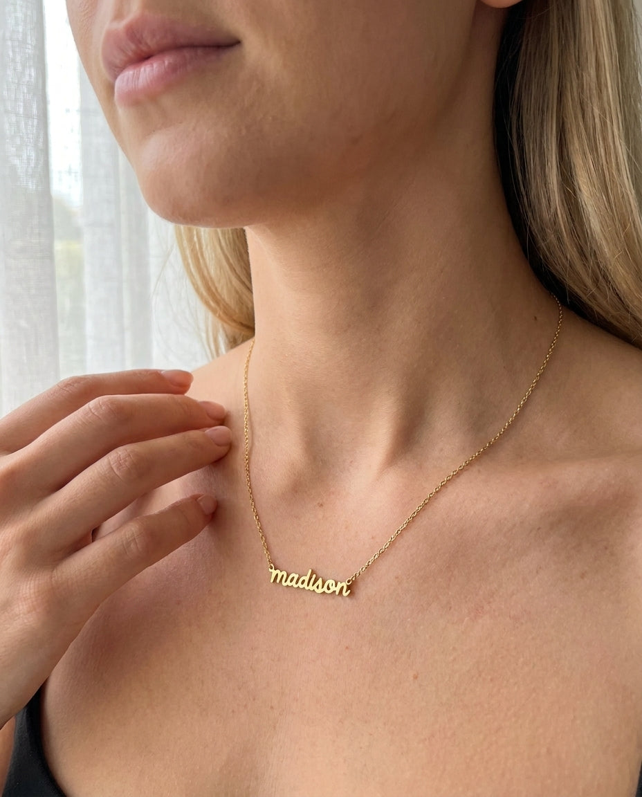 Personalized Cursive Name Necklace - Custom Gold Jewelry Gift