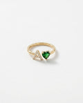 Personalized Gold Initial Ring with Heart Birthstone