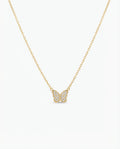 Dainty Gold Butterfly Necklace with Pave Crystals