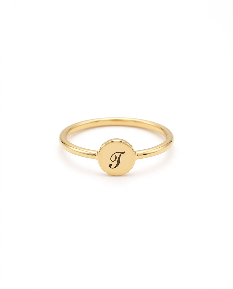 Personalized Gold Initial Signet Ring - Minimalist Elegance
