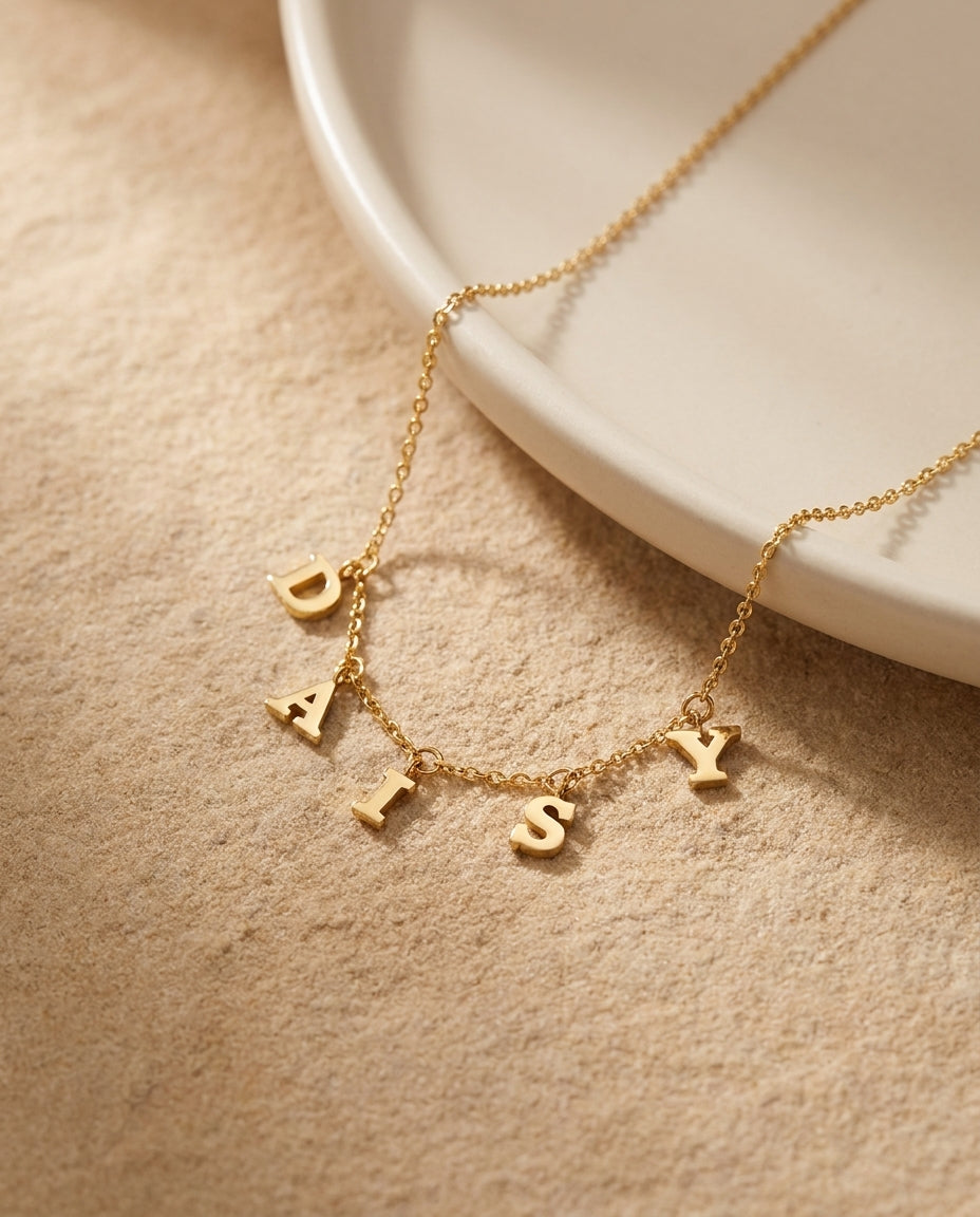 Personalized Gold Dainty Name Necklace - Custom Letter Jewelry