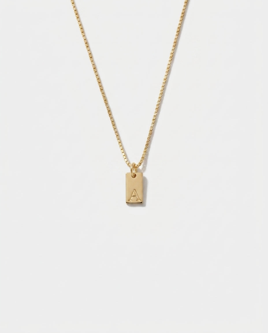 Dainty Gold Initial Tag Necklace | Personalized Jewelry