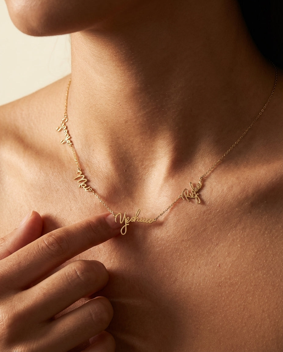 Personalized Gold Multiple Name Necklace for Her