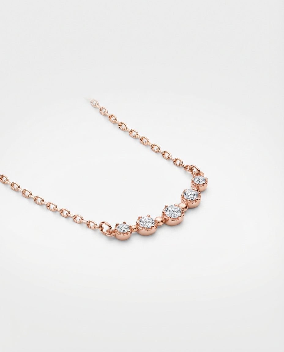 Elegant Curved Diamond Bar Necklace in 14k Gold Plated