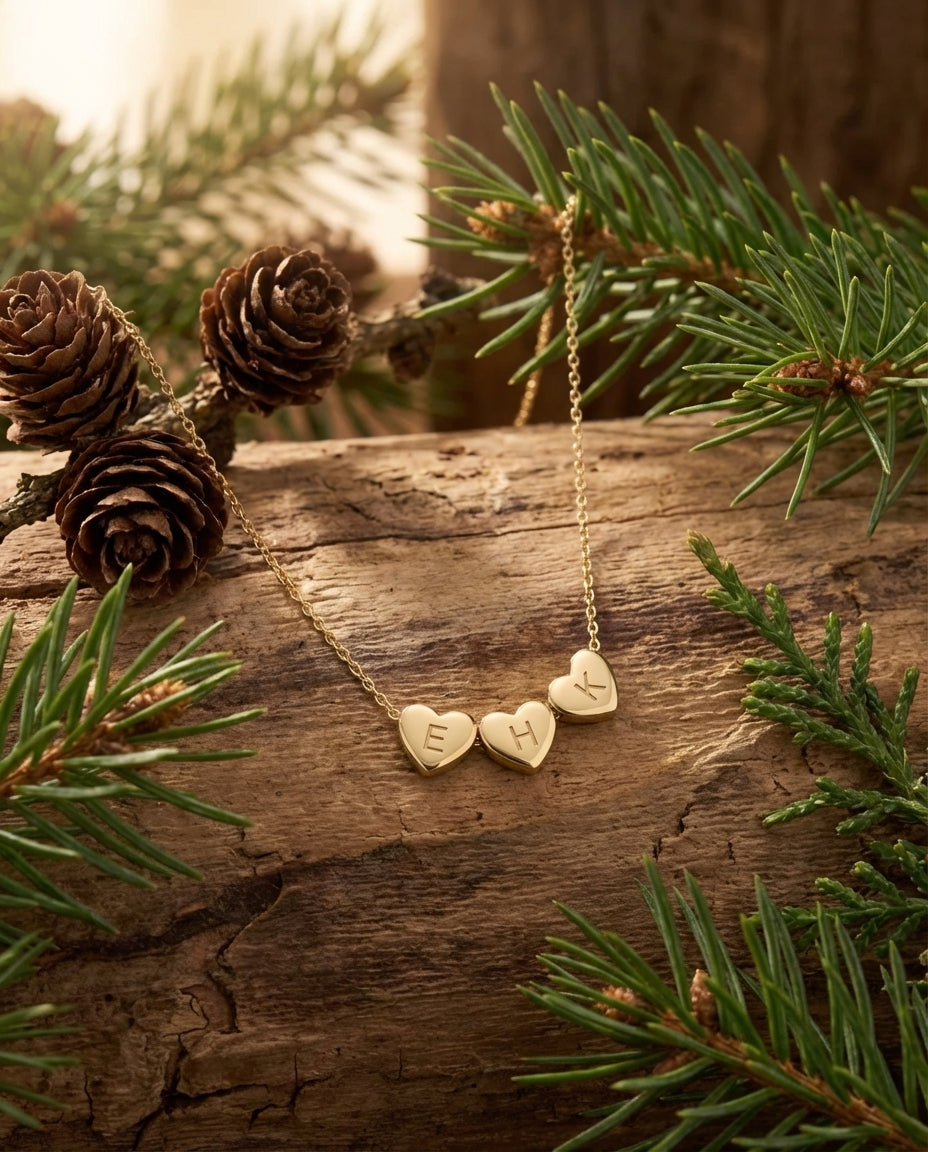 Personalized Initial Heart Necklace - Custom Gold Plated Jewelry