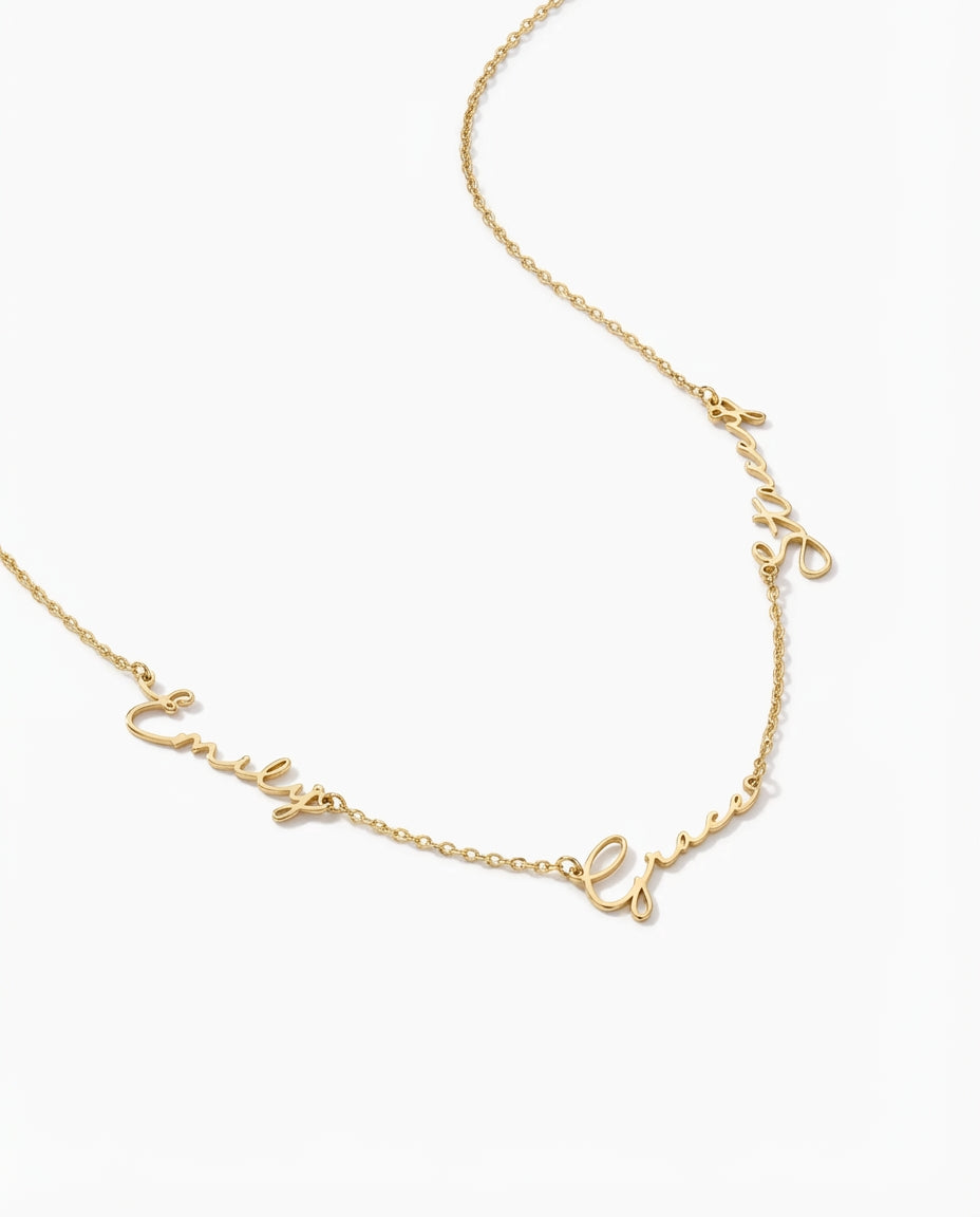 Custom Multiple Name Necklace - Personalized Gold Family Jewelry