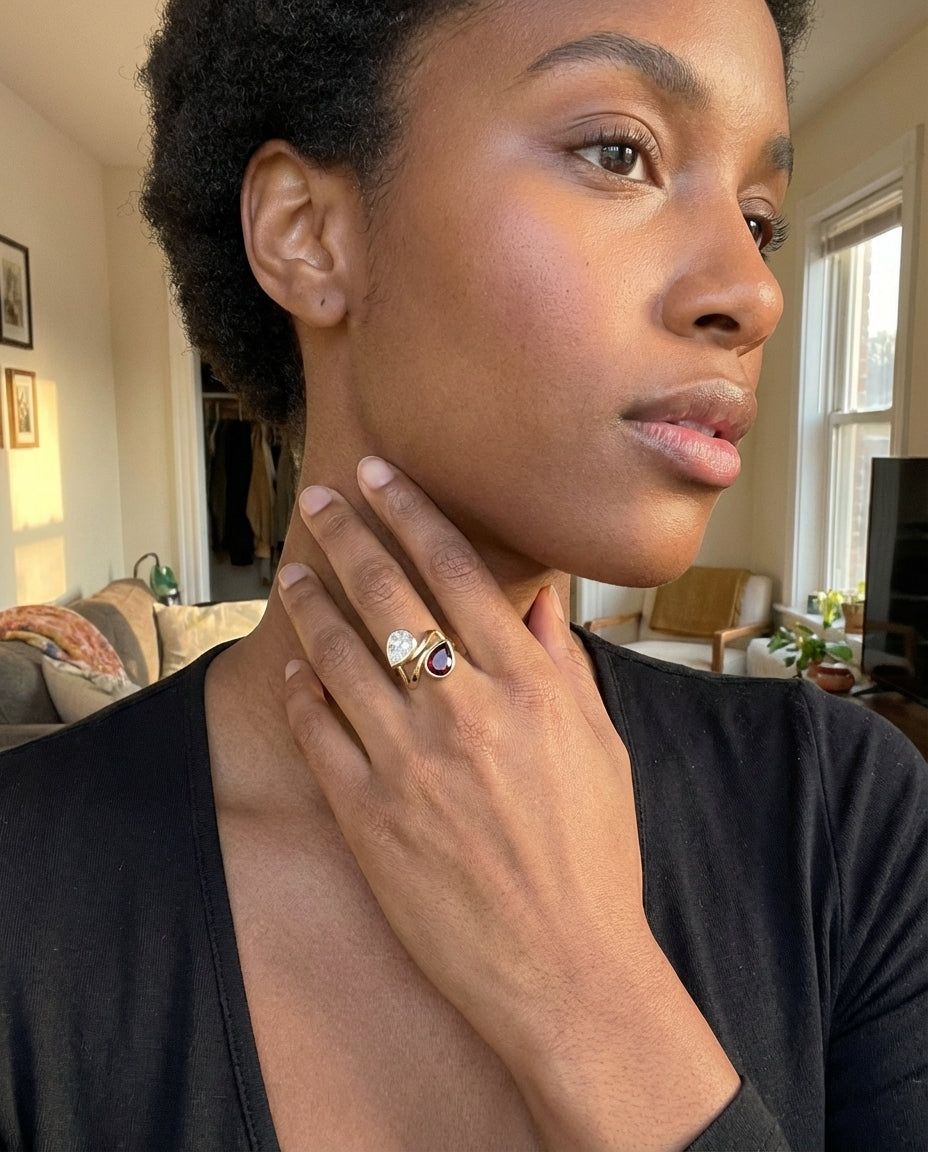 Birthstone Toi et Moi Gold Ring