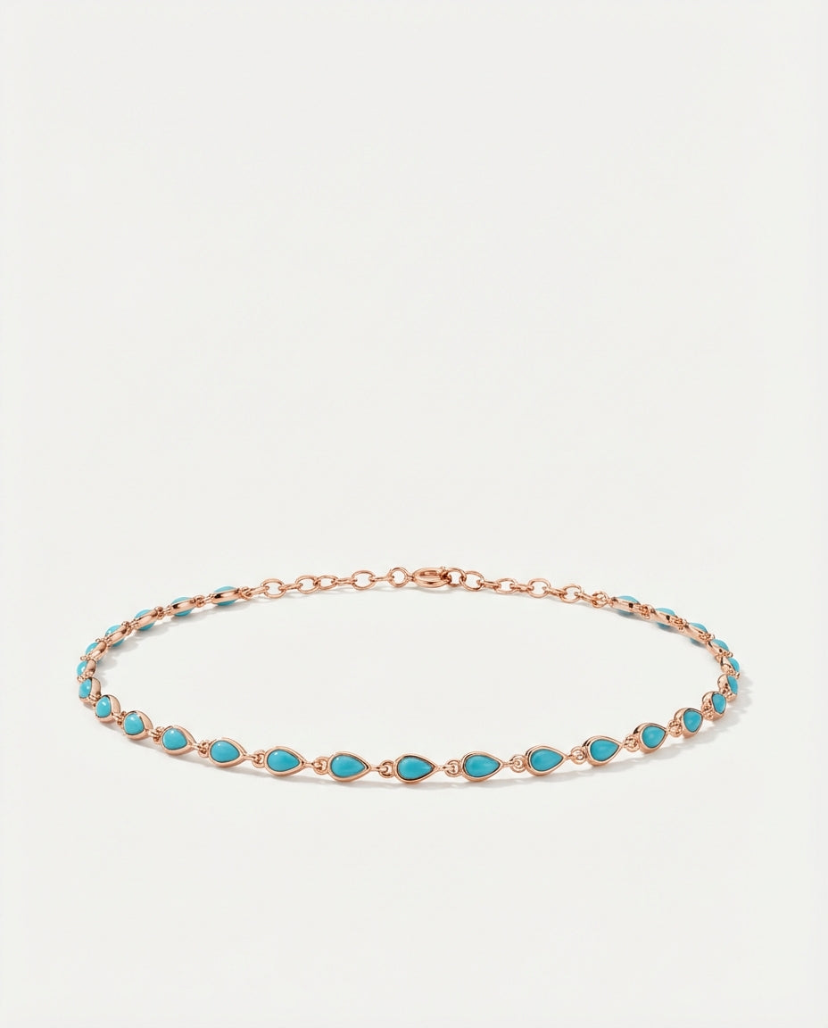 Dainty Turquoise & Gold Marquise Station Necklace