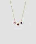Personalized Triple Heart Birthstone Necklace in Gold
