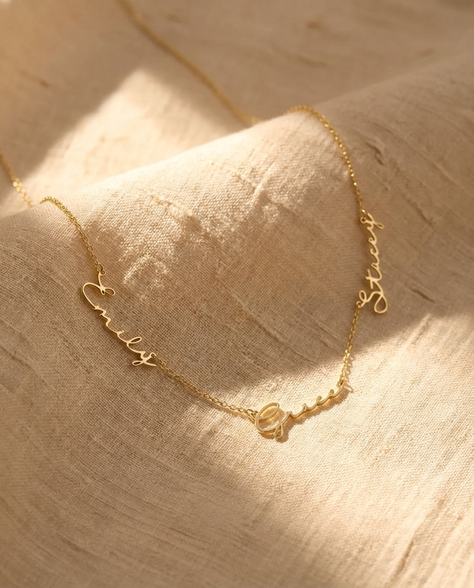 Custom Multiple Name Necklace - Personalized Gold Family Jewelry