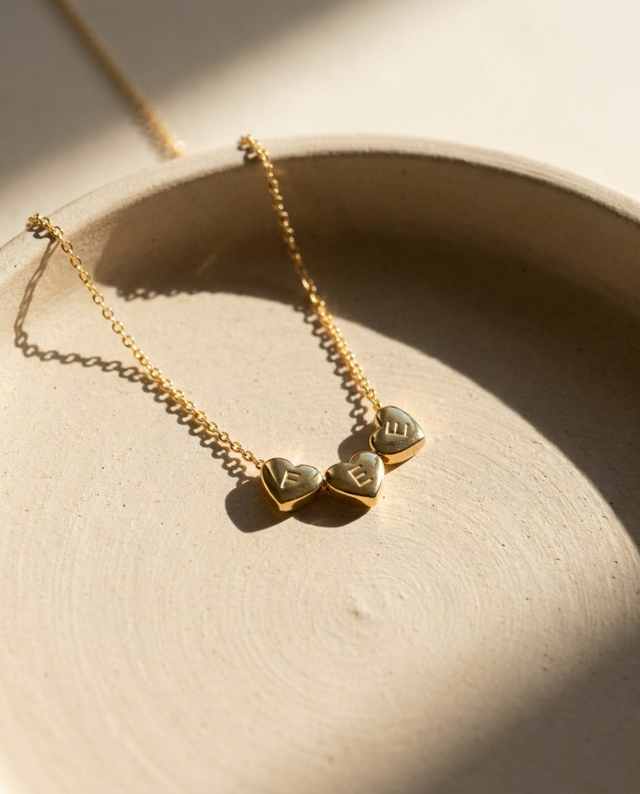 Personalized Initial Heart Necklace - Dainty Gold Jewelry