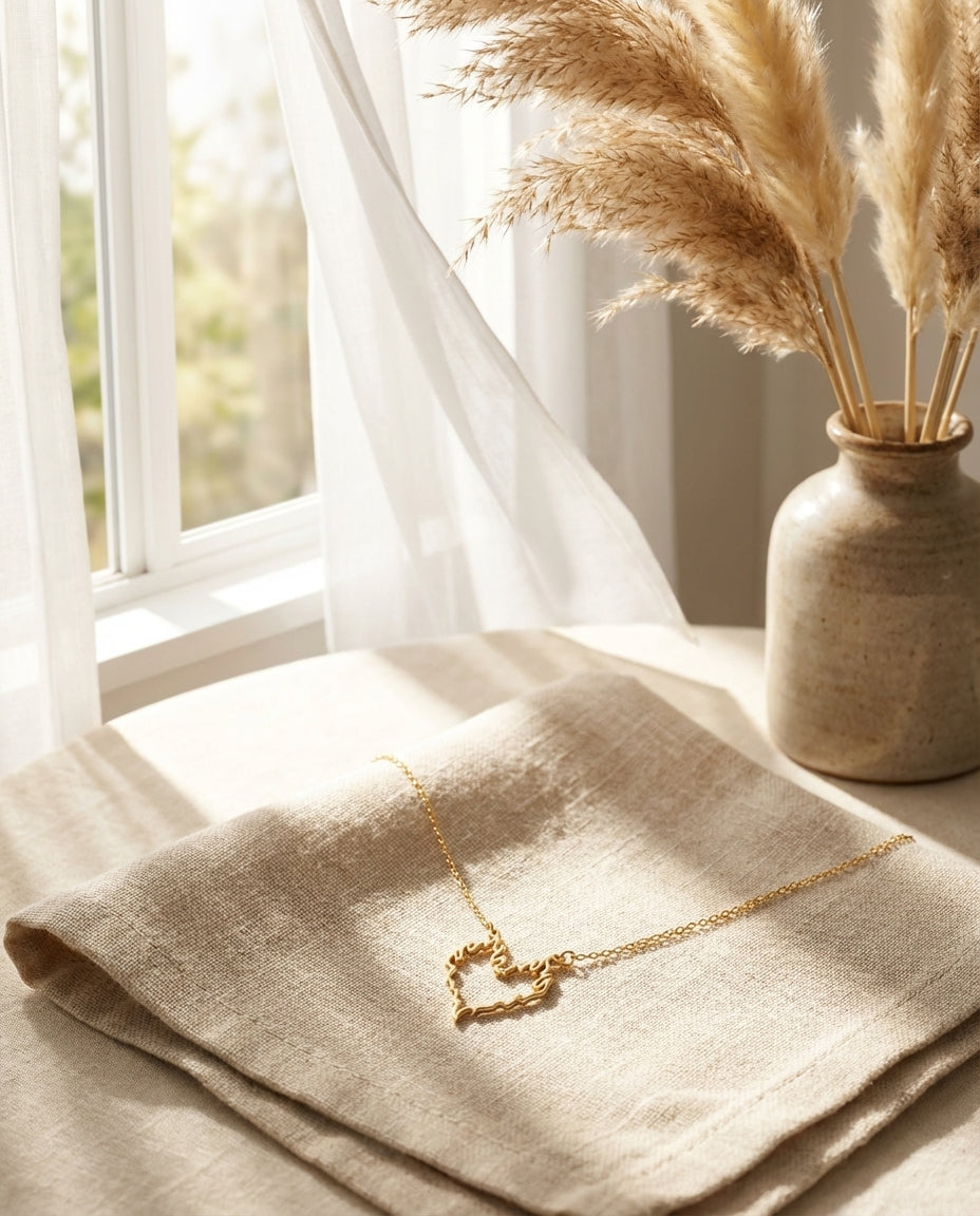 Flaming Heart Gold Necklace | Dainty Pendant for Women