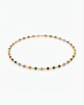 Vivid Rainbow Gemstone Gold Station Necklace
