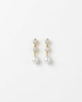 Elegant Pearl & Crystal Teardrop Drop Earrings in Gold