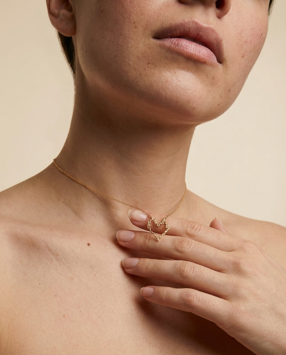 Flaming Heart Gold Necklace | Dainty Pendant for Women