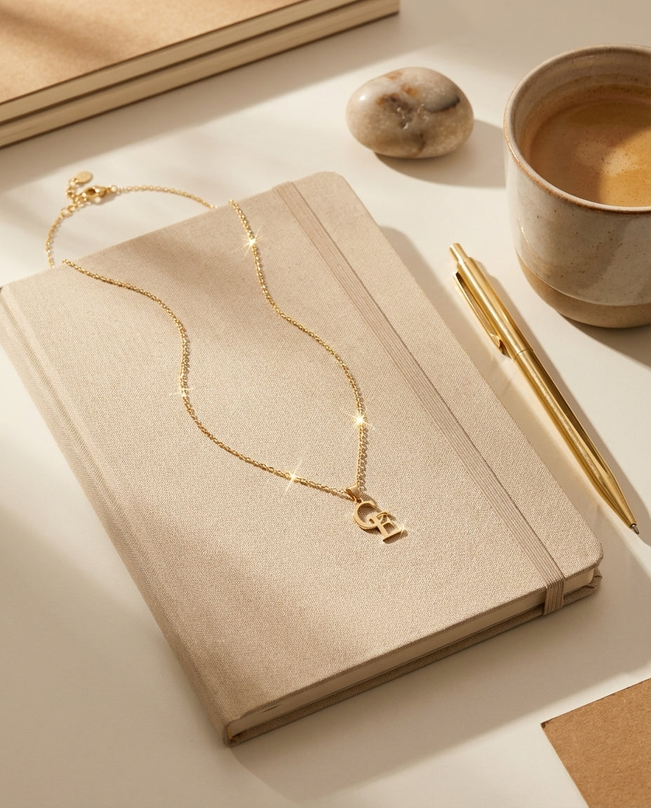 Personalized Two Initial Gold Necklace - Custom Letter Pendant Gift